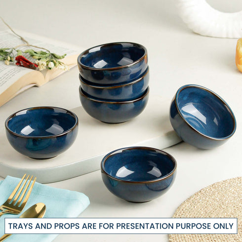 Galaxy Blue Ceramic Vegetable Bowl Set of 6, 150 ML